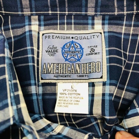 American Hero Plaid Pearl Snap Western Style Shirt - Picture 4 of 5